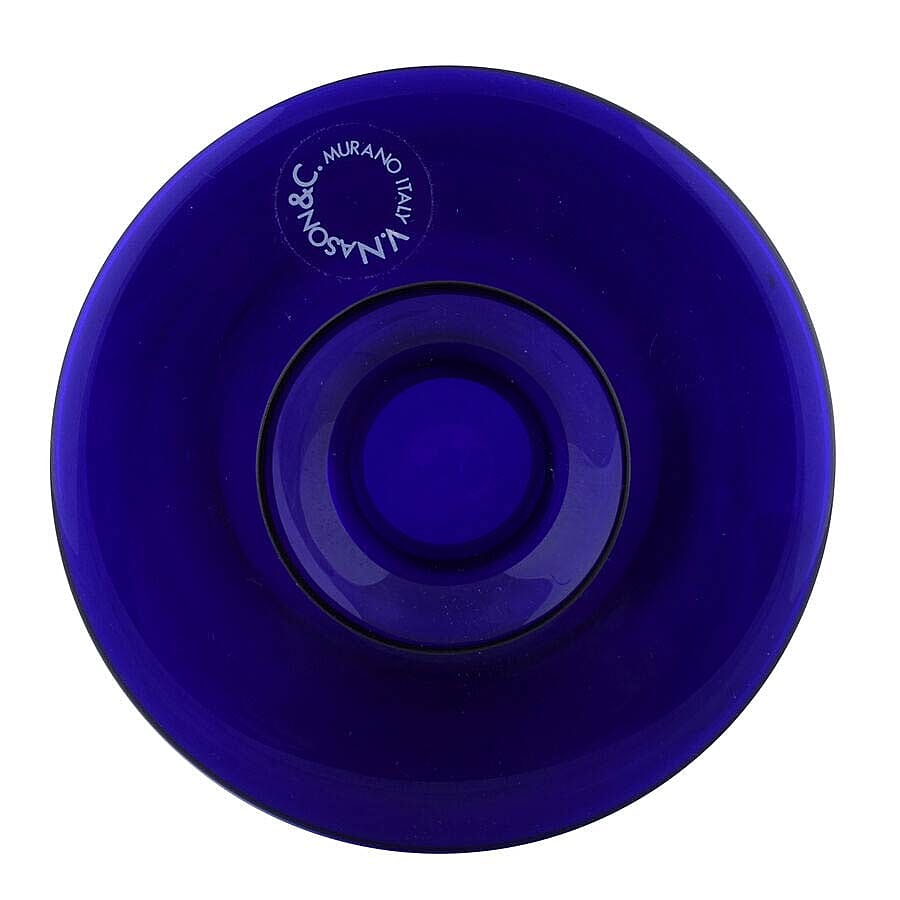 Made In Italy - Authentic Murano Pot Shape Glass Vase - Royal Blue