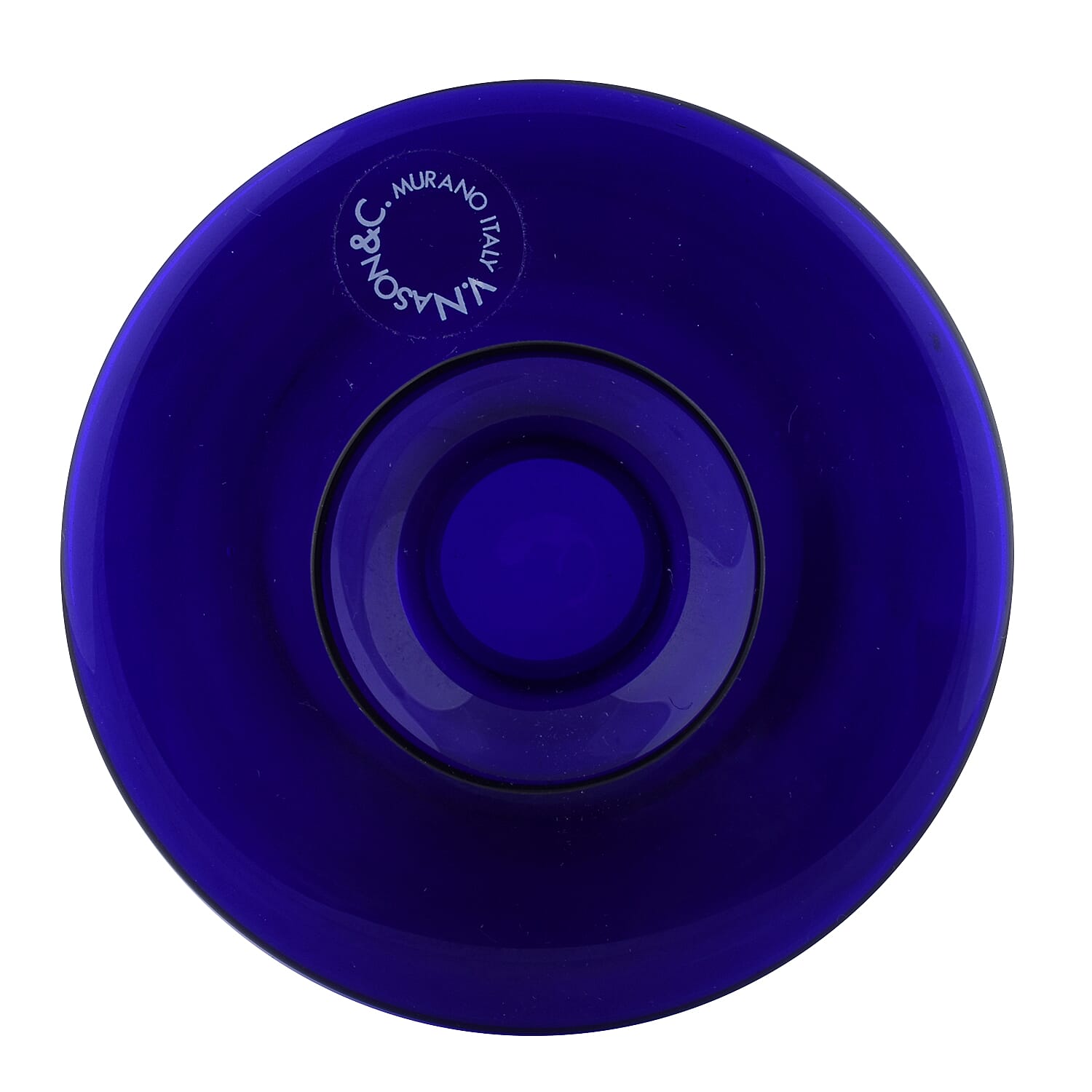 Made In Italy - Authentic Murano Pot Shape Glass Vase - Royal Blue