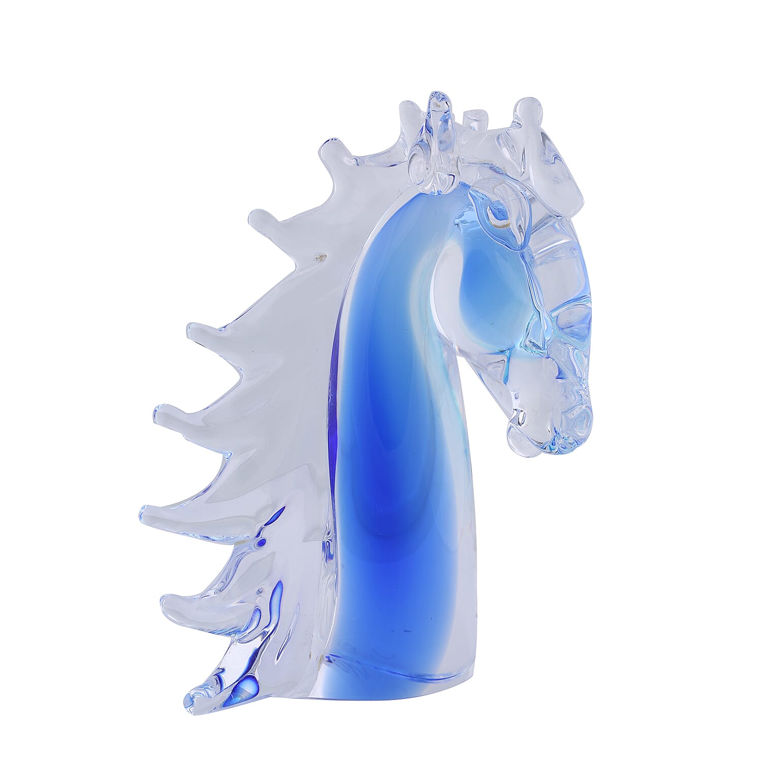 Made In Italy - Authentic Murano Glass Horse Head Figurine- Royal Blue