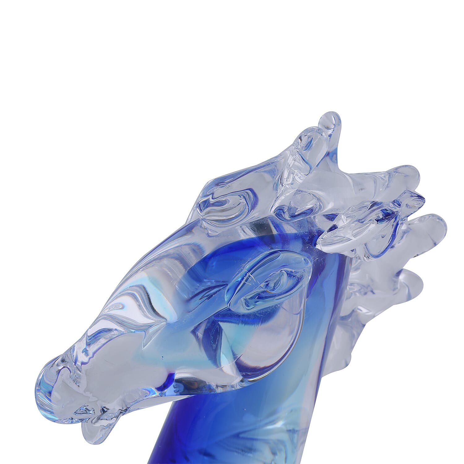 Made In Italy - Authentic Murano Glass Horse Head Figurine- Royal Blue