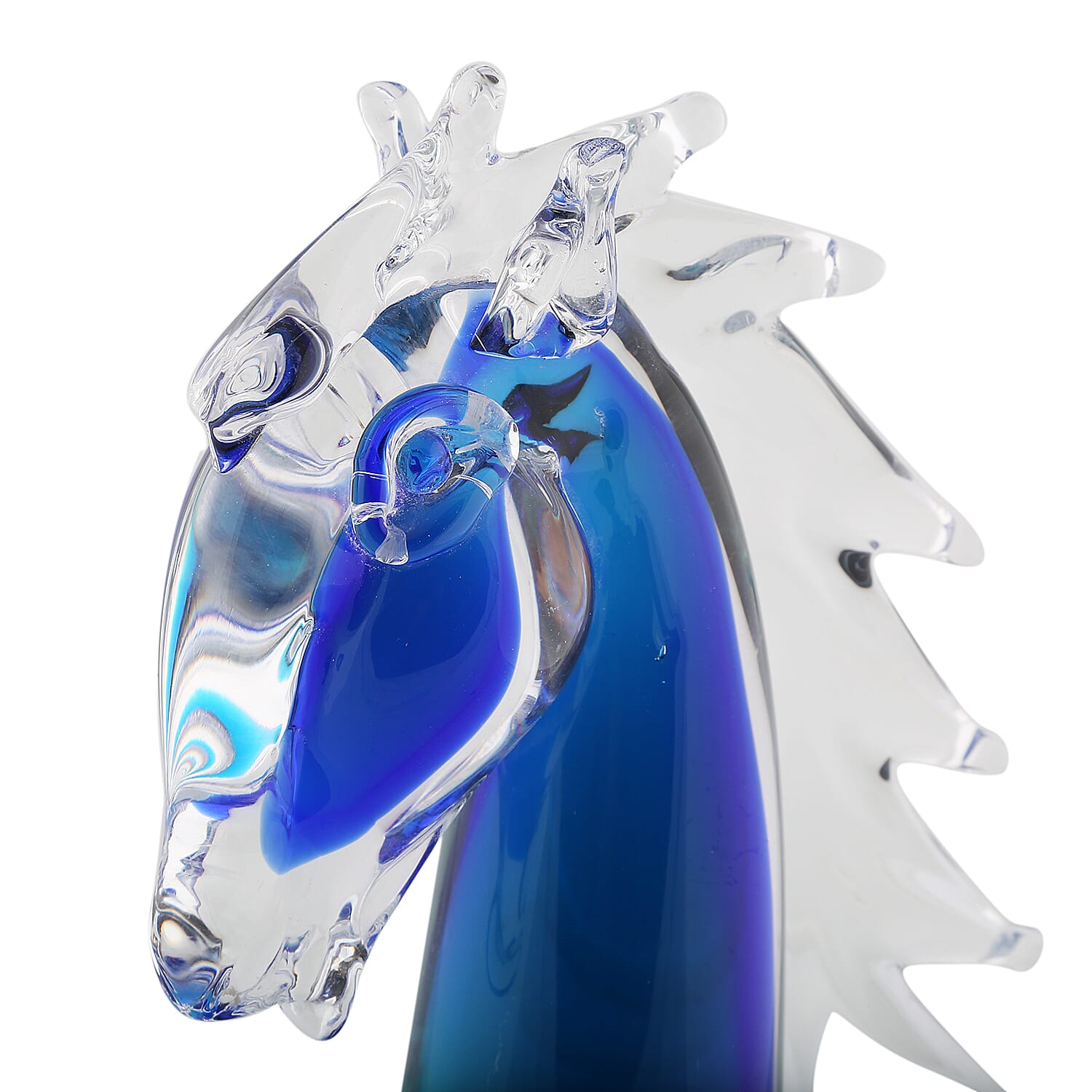 Made In Italy - Authentic Murano Glass Horse Head Figurine- Teal