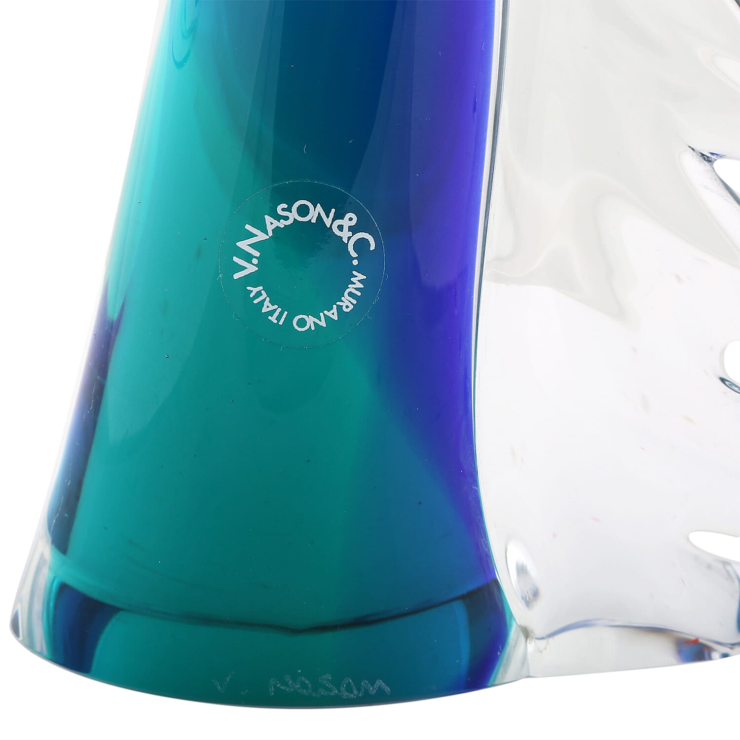 Made In Italy - Authentic Murano Glass Horse Head Figurine- Teal