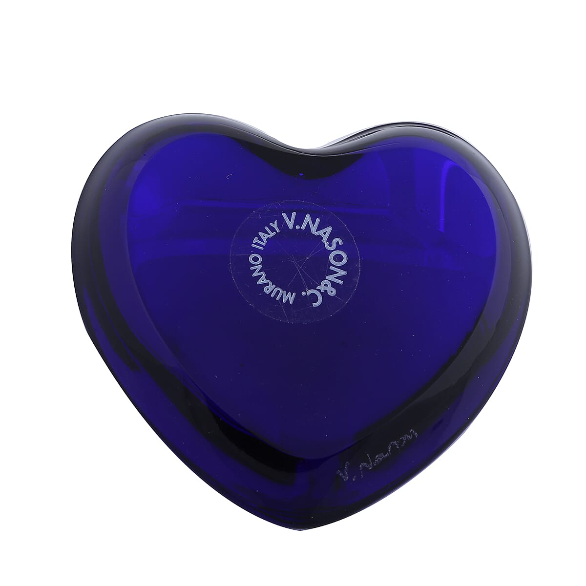Made In Italy - Authentic Murano Glass Heart Shape Figurine - Royal Blue
