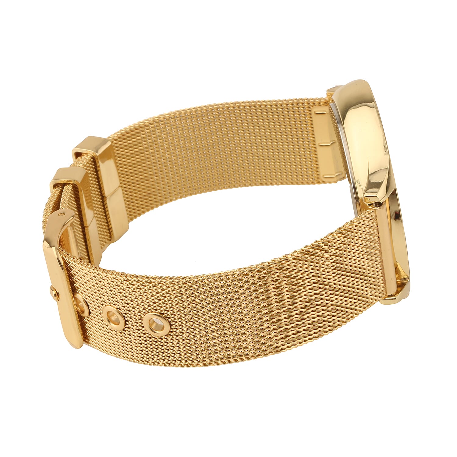 DIAMOND and CO LONDON Diamond Studded White Dial Bracelet Watch with a Stainless Steel Mesh Style Strap in Gold Tone