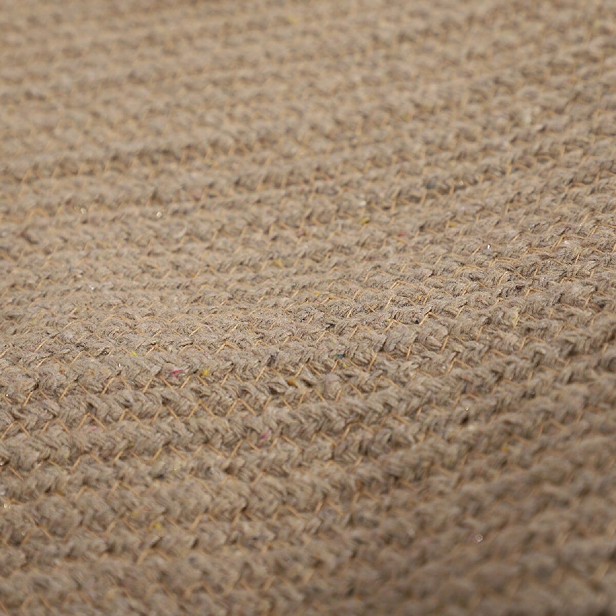 100% Cotton Braided Multipurpose Beige Basket With Tassels 45x45x30cm