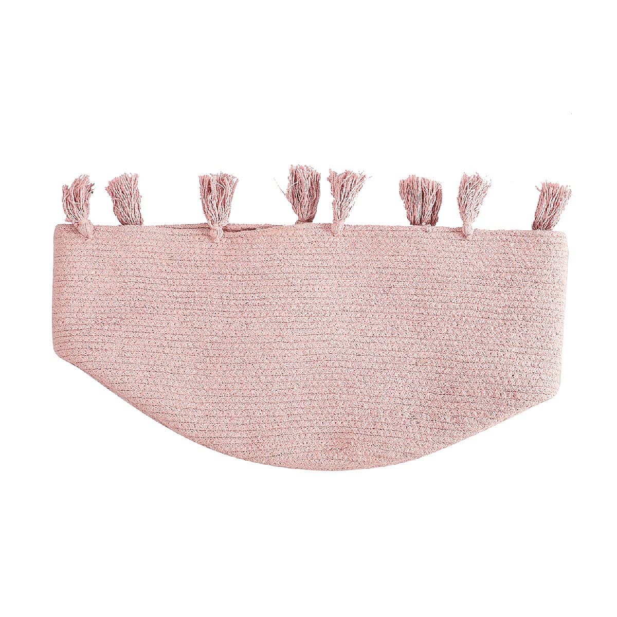 100% Cotton Braided Multipurpose Beige Basket With Tassels 45x45x30cm