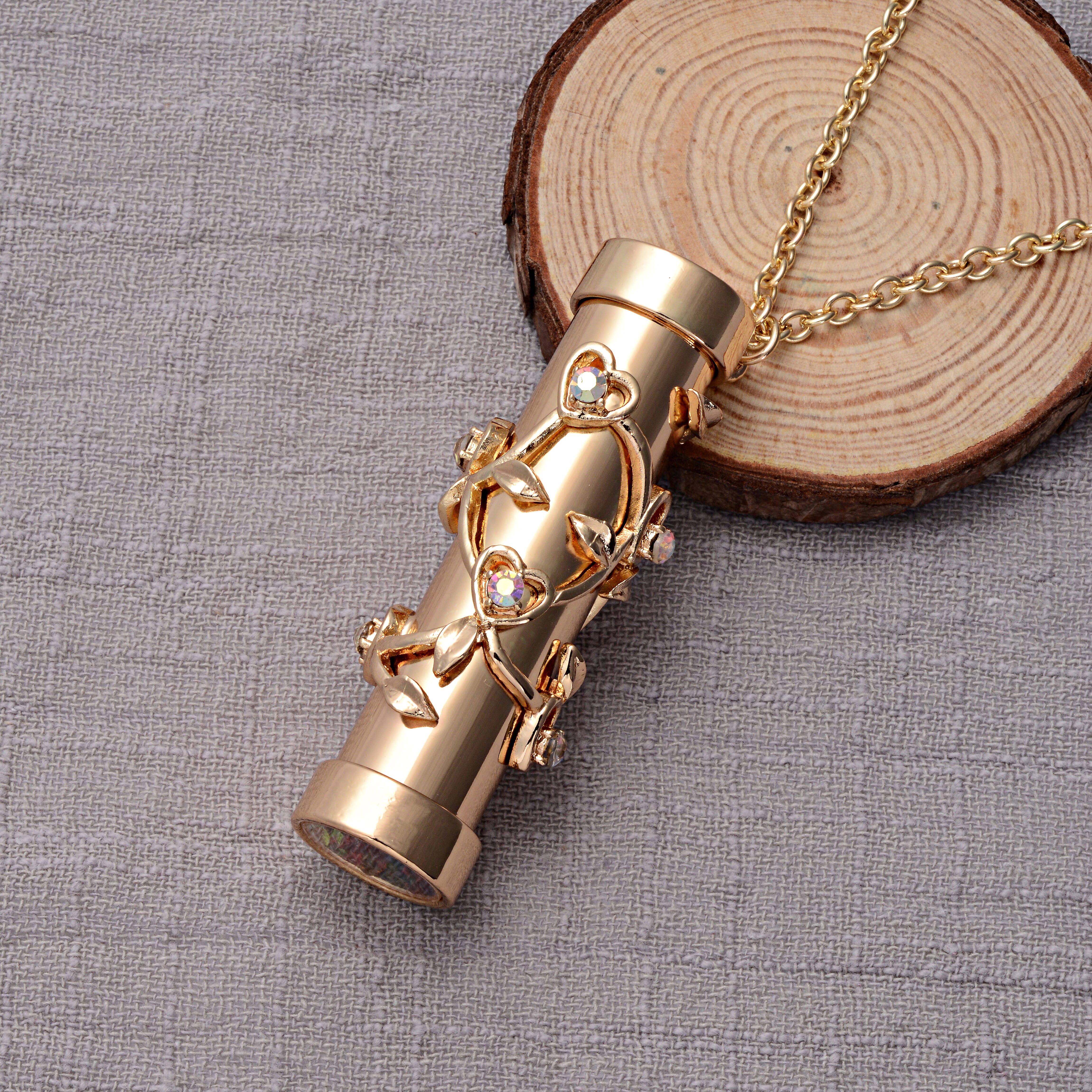 Multi Colour Austrian Crystal Kaleidoscope Pendant with Chain (Size 30 - 2 Ext) in Yellow Gold Tone