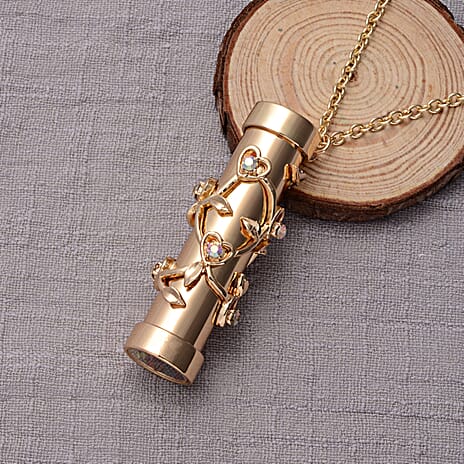 Multi Colour Austrian Crystal Kaleidoscope Pendant with Chain (Size 30 - 2 Ext) in Yellow Gold Tone