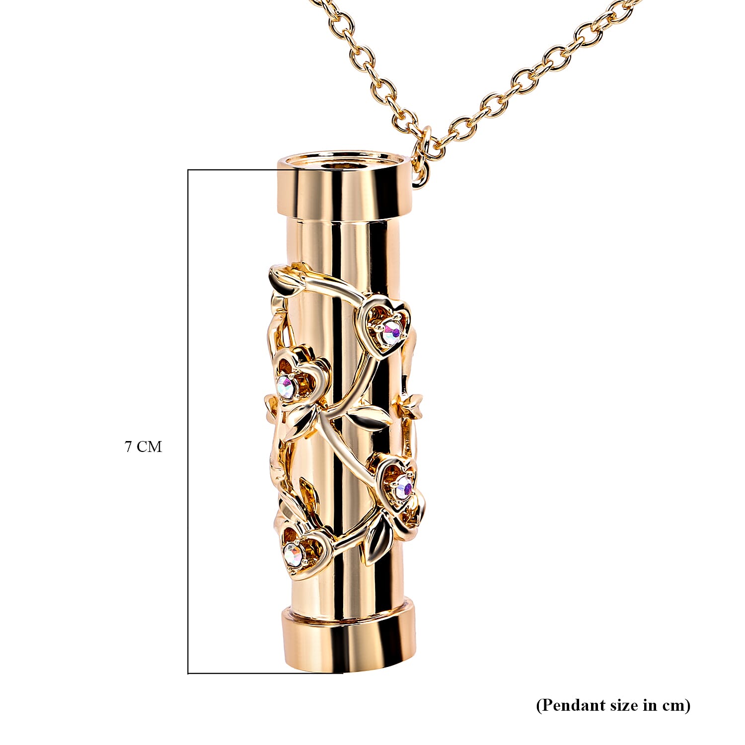 Multi Colour Austrian Crystal Kaleidoscope Pendant with Chain (Size 30 - 2 Ext) in Yellow Gold Tone