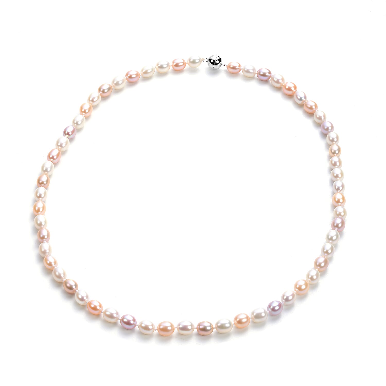 Multi Colour Freshwater Pearl Necklace (Size 20) with Magnetic Lock in Sterling Silver
