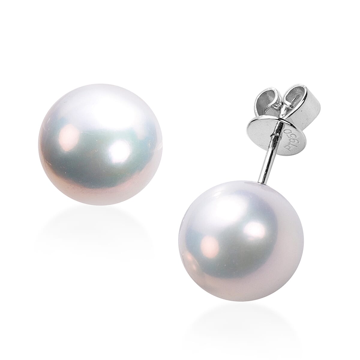 RHAPSODY 950 Platinum Edison White Pearl Stud Earrings (with Push Back)