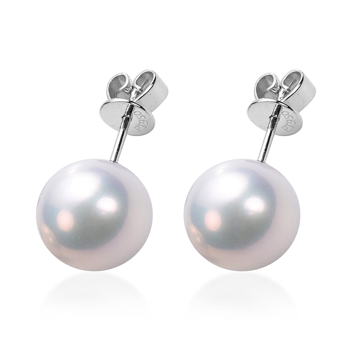 RHAPSODY 950 Platinum Edison White Pearl Stud Earrings (with Push Back)
