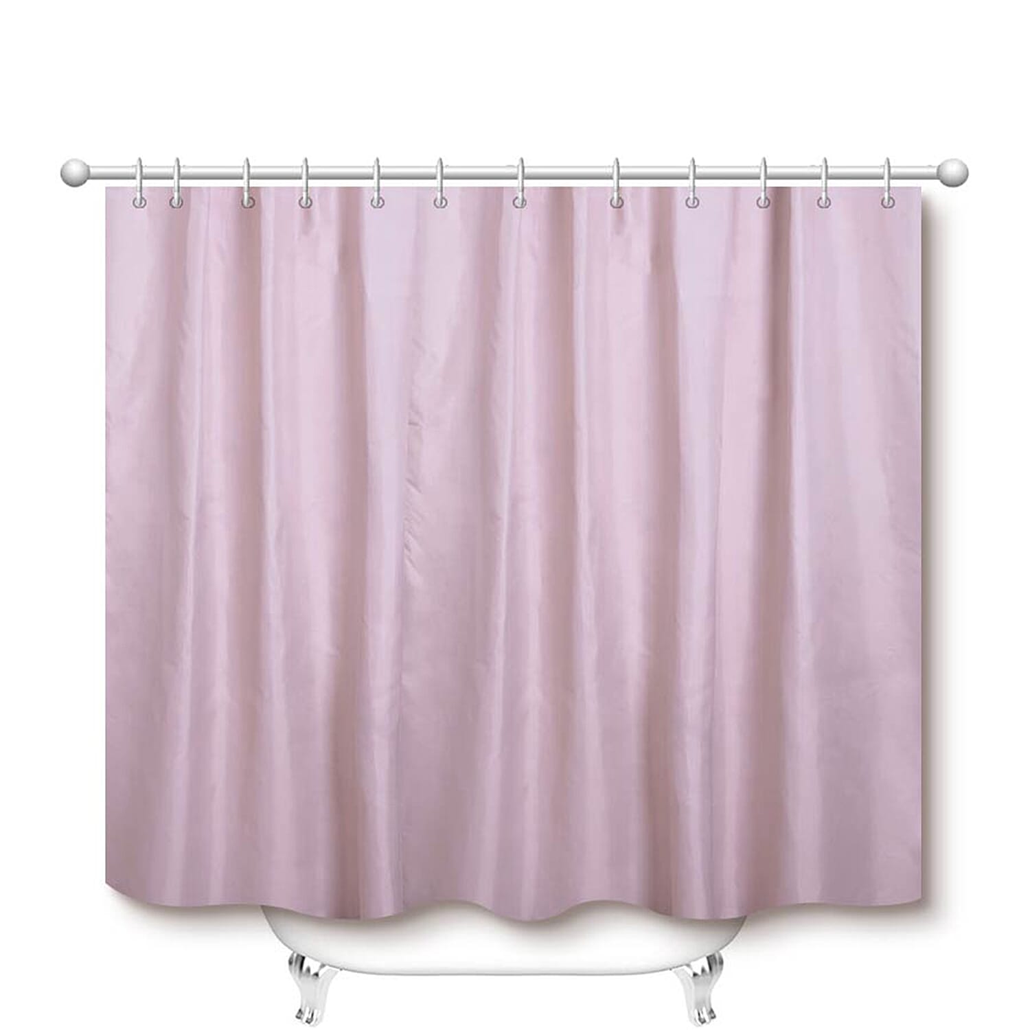 Ivory Colour Waterproof Shower Curtain with 12 Hooks (180x180cm)