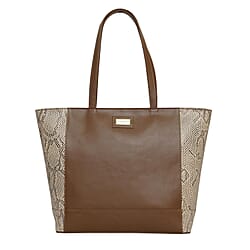 Assots London Animal Print Leather Tote Bag (Size 39x29x10.5cm) - Tan