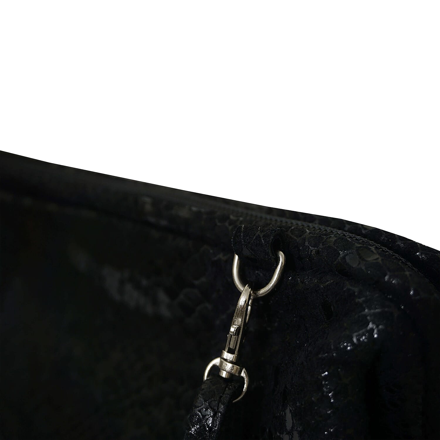 ASSOTS LONDON Genuine Leather Snake Print Oversized Clutch Bag with Adjustable Shoulder Strap (Size 26x22x3cm) - Black