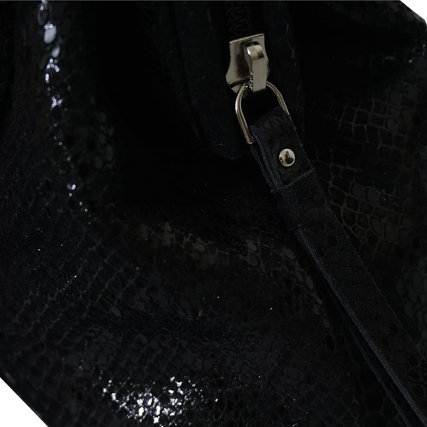 ASSOTS LONDON Genuine Leather Snake Print Oversized Clutch Bag with Adjustable Shoulder Strap (Size 26x22x3cm) - Black