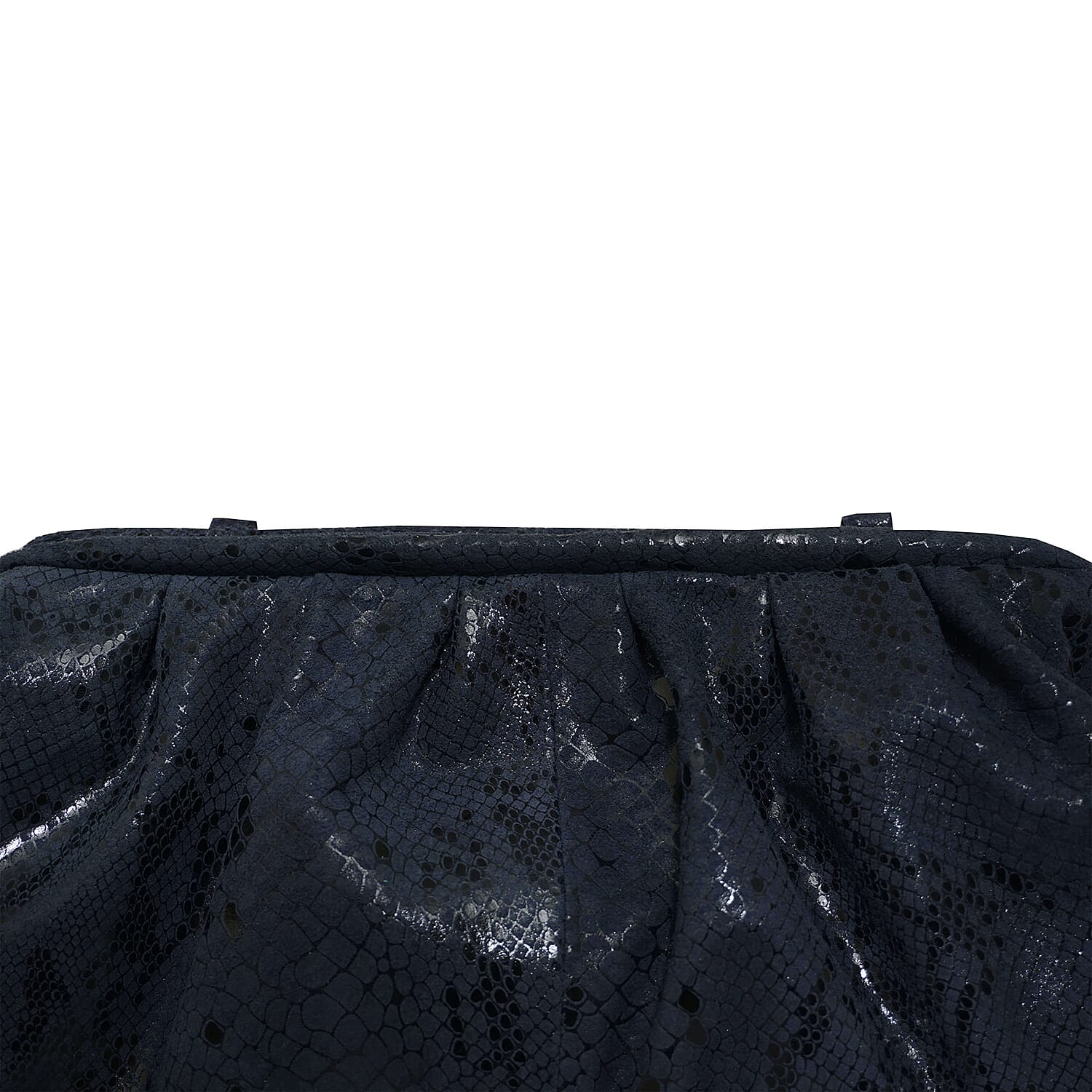 ASSOTS LONDON Harper Genuine Leather Snake Print Oversized Clutch Bag with Adjustable Shoulder Strap (Size 25x21cm) - Navy