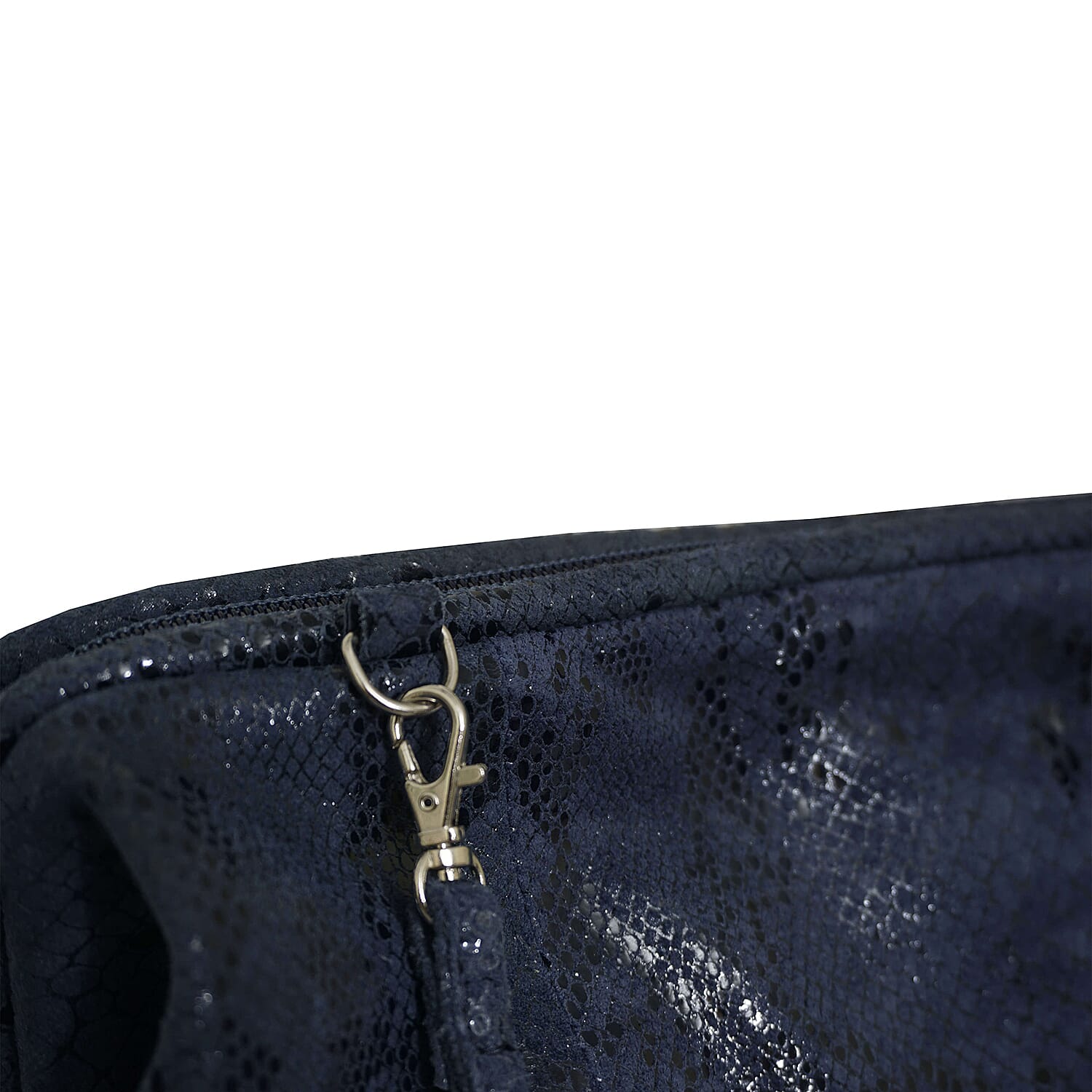 ASSOTS LONDON Harper Genuine Leather Snake Print Oversized Clutch Bag with Adjustable Shoulder Strap (Size 25x21cm) - Navy