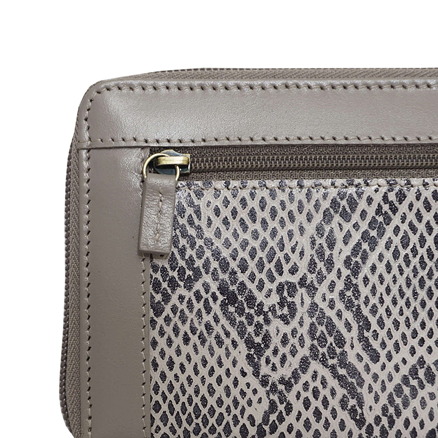 Assots London Animal Print Leather Purse (Size 21x12x2cm) - Grey