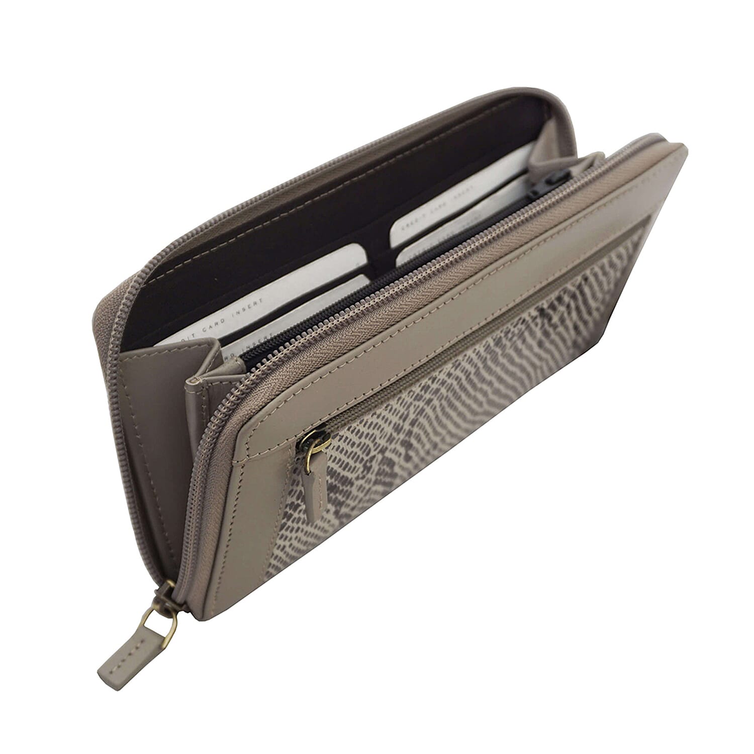 Assots London Animal Print Leather Purse (Size 21x12x2cm) - Grey