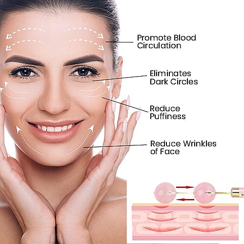 Rose Quartz Face Sphere Roller in Gold Tone