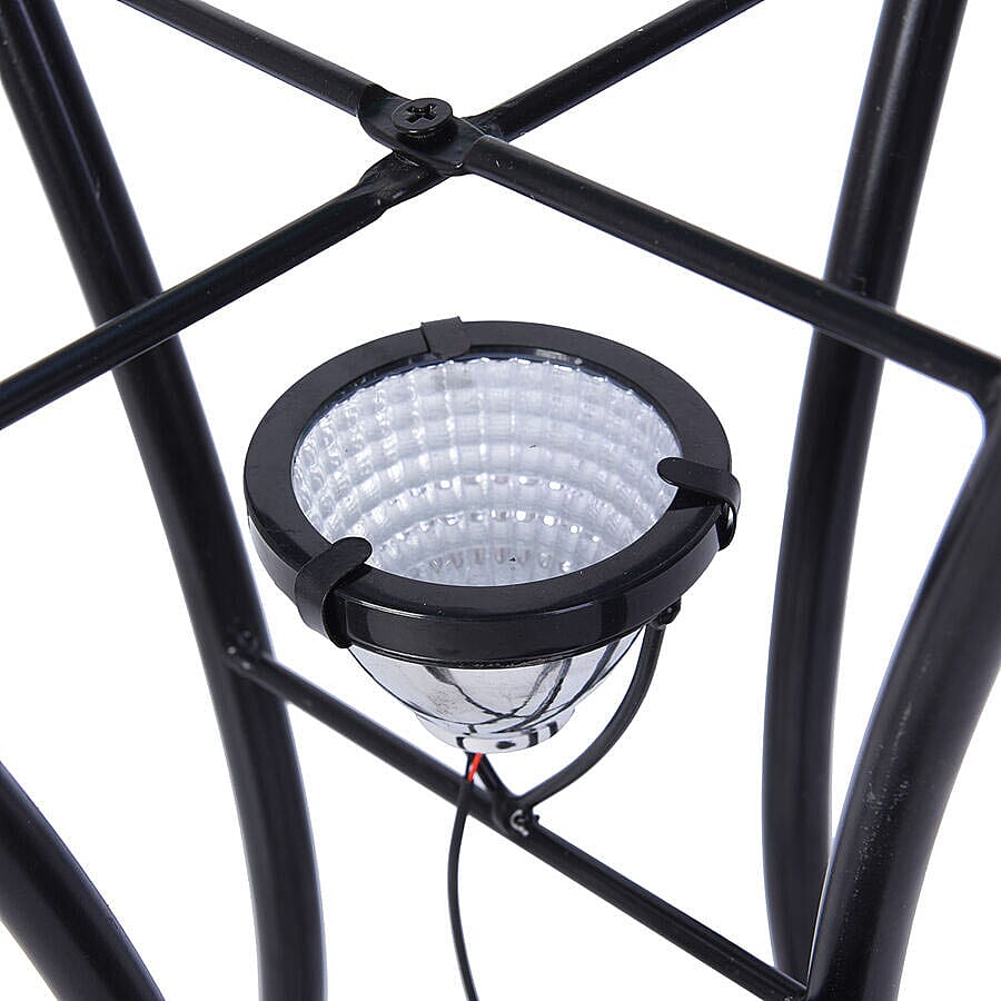 Garden Theme Flower Pattern Glass Birdbath with Solar Light in Multi (Size: 45x45x57cm)