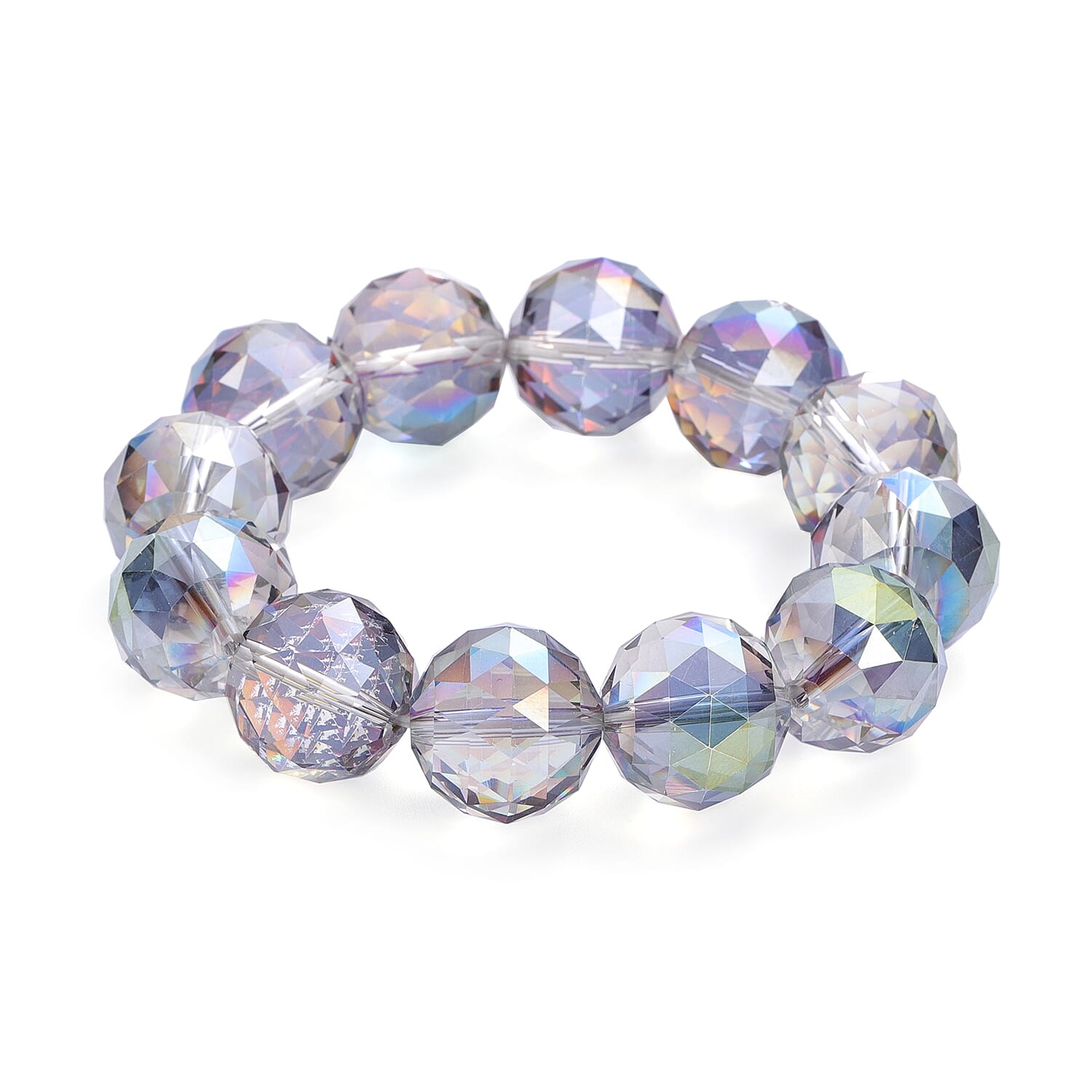 Simulated Mystic Topaz Stretchable Beads Bracelet (Size - 7)