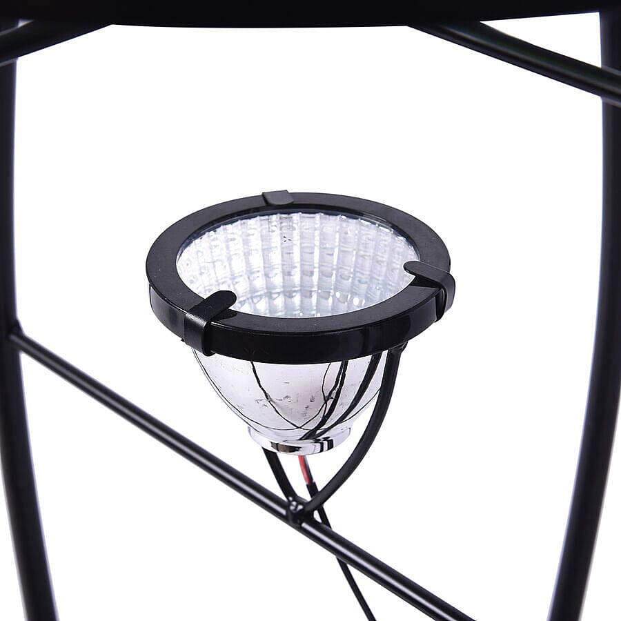 Peacock Feather Pattern Garden Table with Solar Light in Multi (Size 30.5x30.5x48cm)