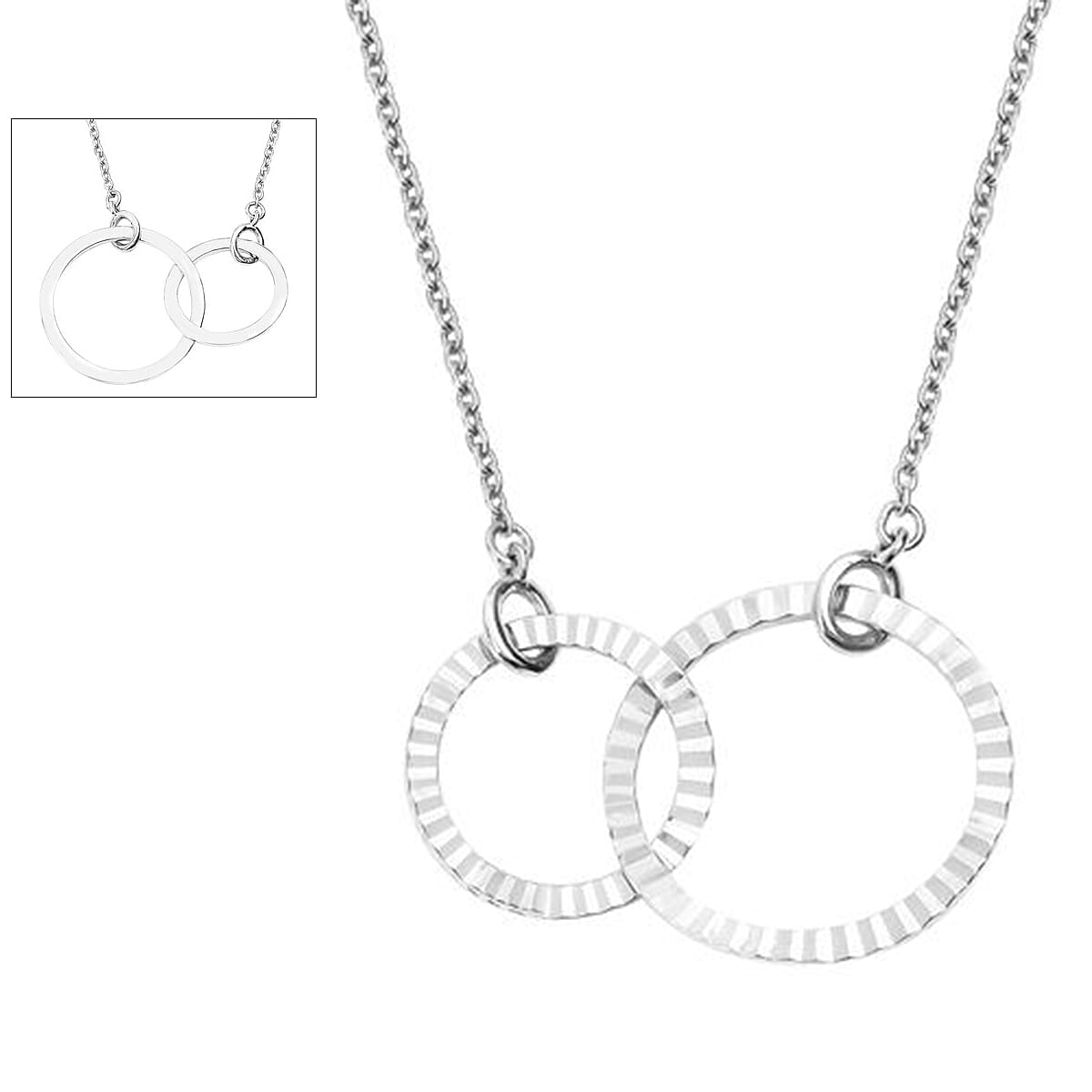 Platinum Overlay Sterling Silver Inter-Loop Necklace (Size 18)
