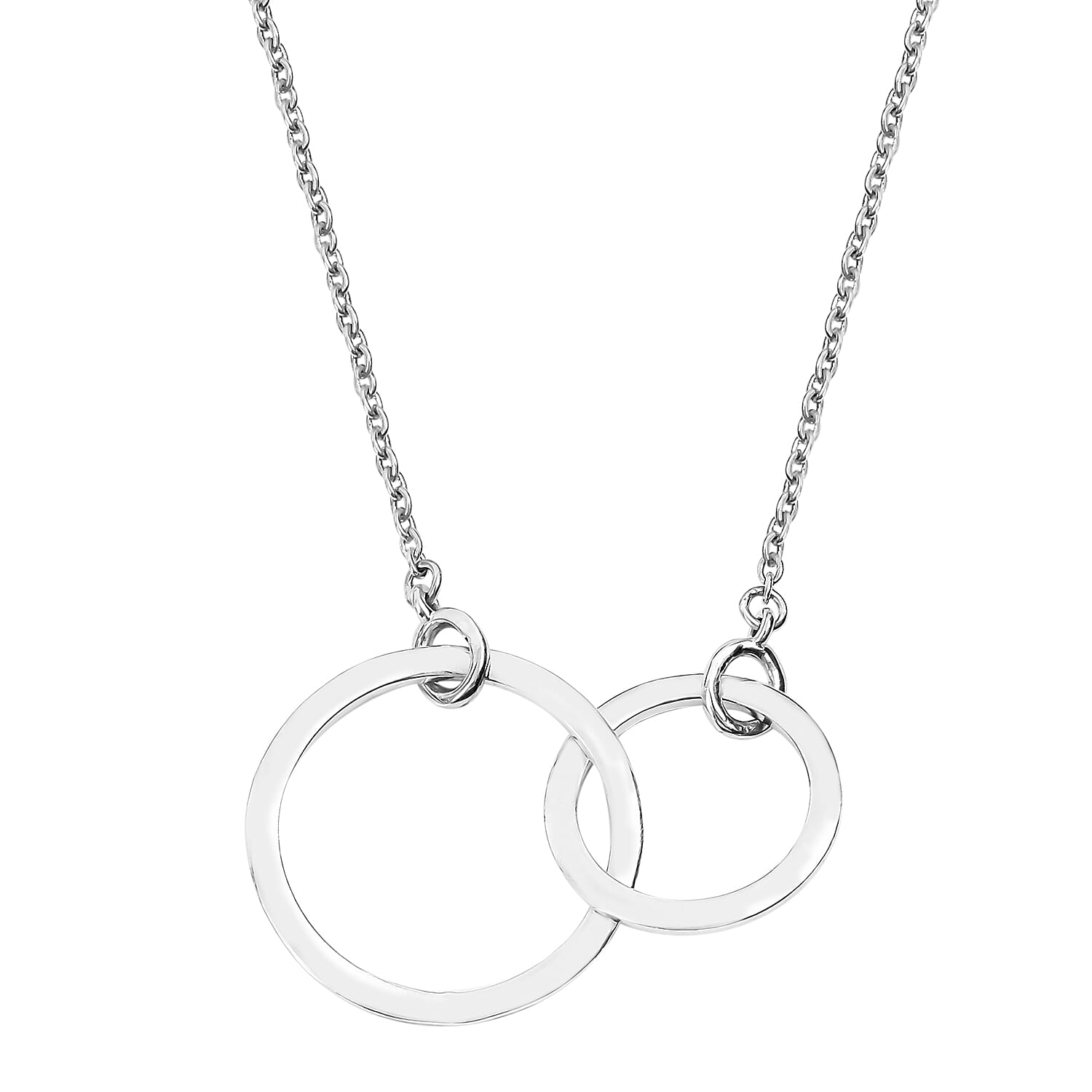 Platinum Overlay Sterling Silver Inter-Loop Necklace (Size 18)