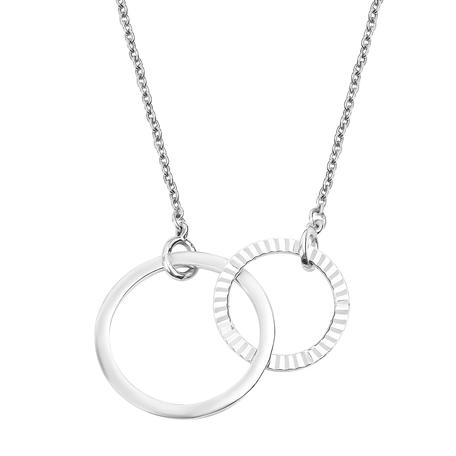 Platinum Overlay Sterling Silver Inter-Loop Necklace (Size 18)