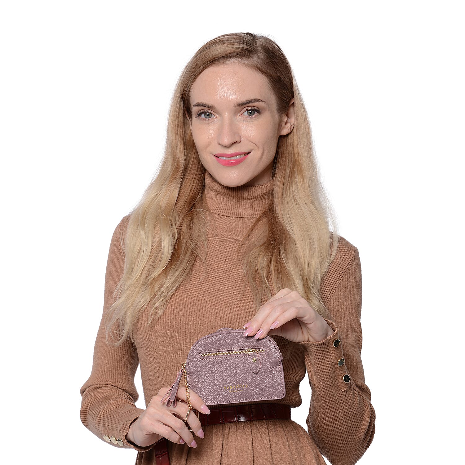 SENCILLEZ 100% Genuine Leather RFID Wallet (14x11cm) with Tassel - Light Purple