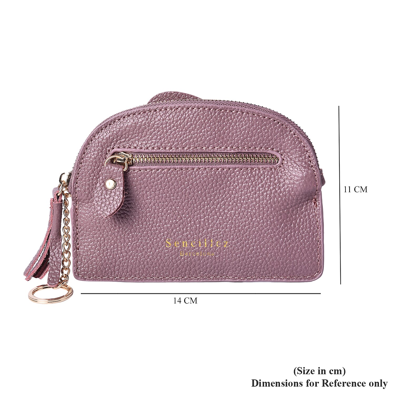 SENCILLEZ 100% Genuine Leather RFID Wallet (14x11cm) with Tassel - Light Purple