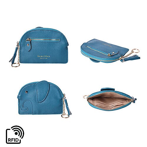 SENCILLEZ 100% Genuine Leather RFID Wallet (14x11cm) with Tassel - Teal