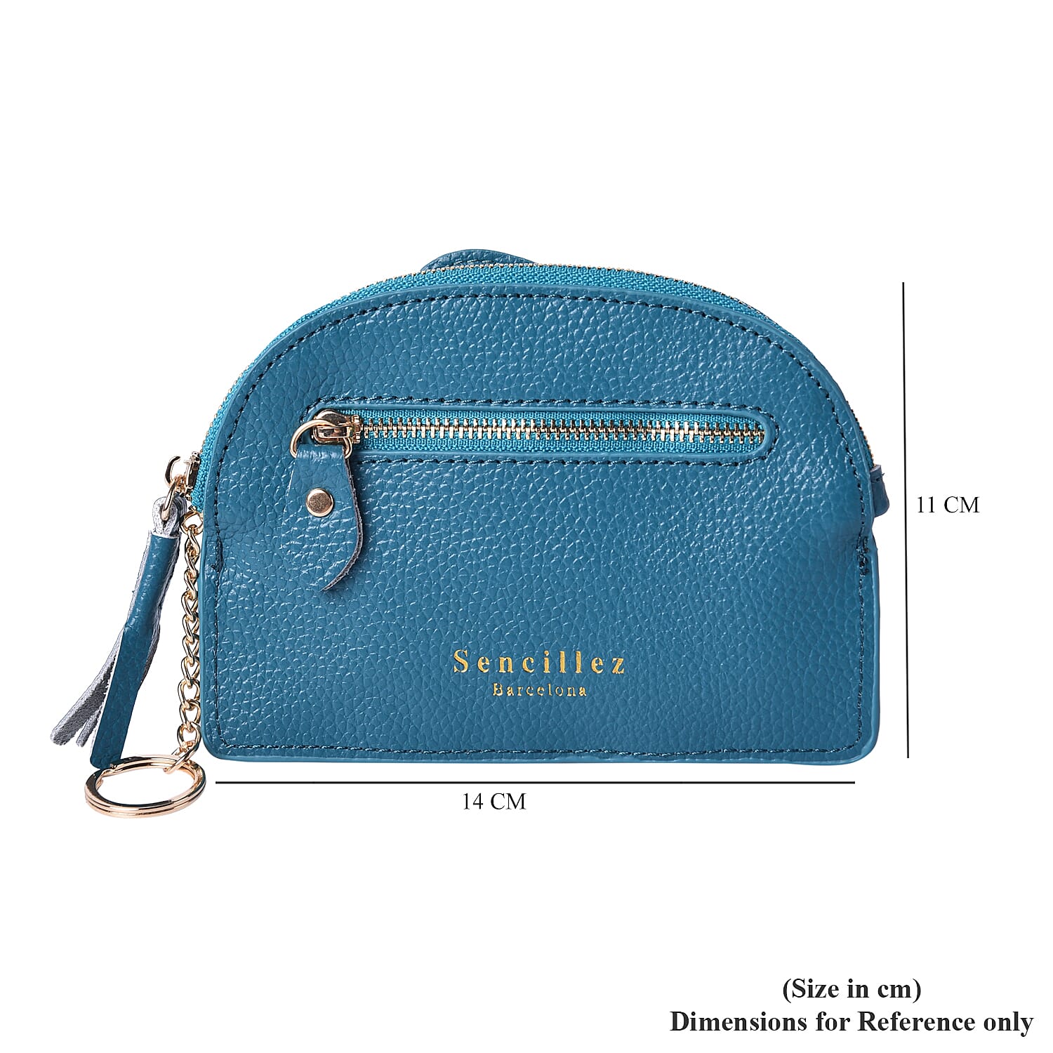SENCILLEZ 100% Genuine Leather RFID Wallet (14x11cm) with Tassel - Teal