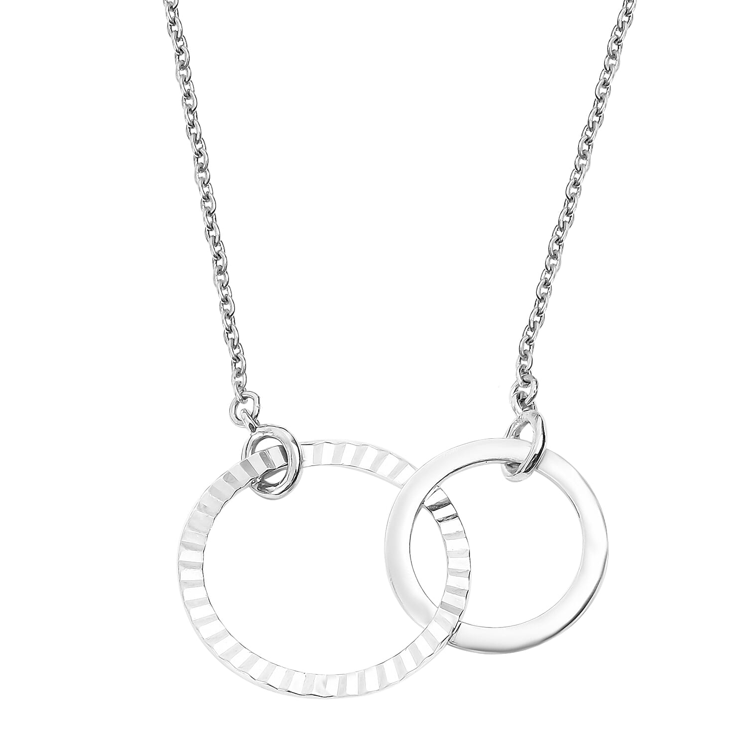 Platinum Overlay Sterling Silver Inter-Loop Necklace (Size 18)