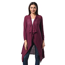 Marigold Lotus: 100% Cotton Knit Long Sleeve Waterfall Cardigan in Purple - XS (UK Size 8)