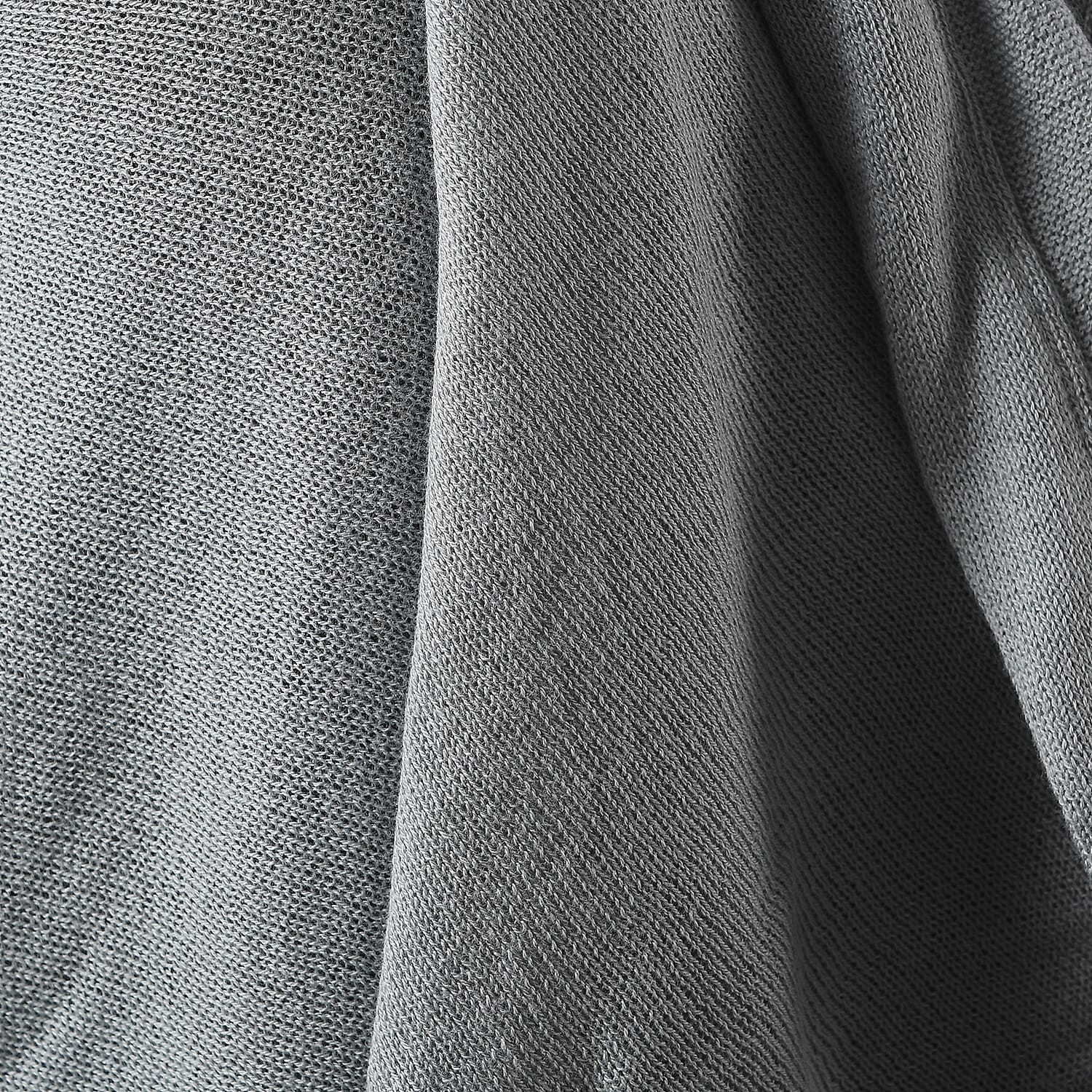 Marigold Lotus- 100% Cotton Knit Long Sleeve Waterfall Cardigan in Steel Grey; L-XL (UK Size 16-20)