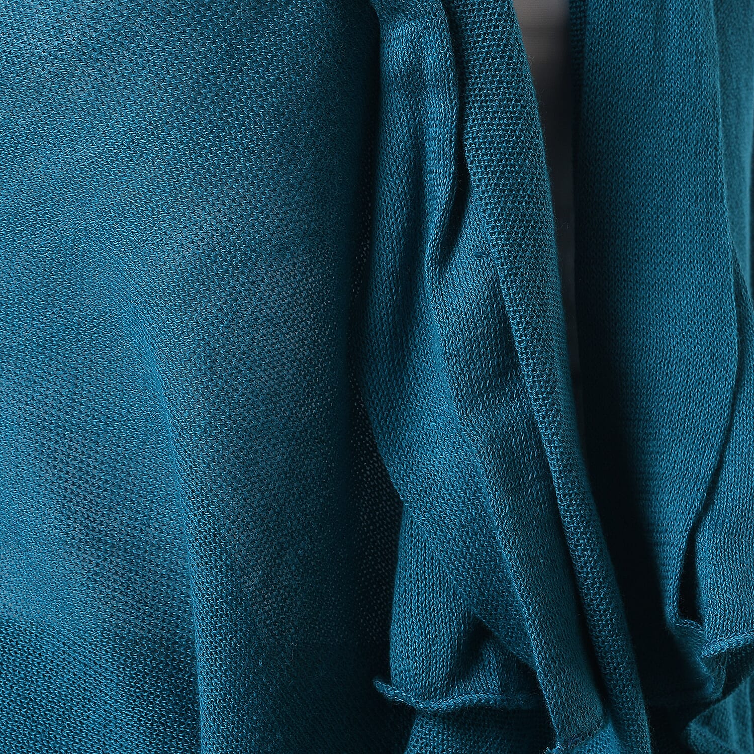 Marigold Lotus: 100% Cotton Knit Long Sleeve Waterfall Cardigan in Teal Green