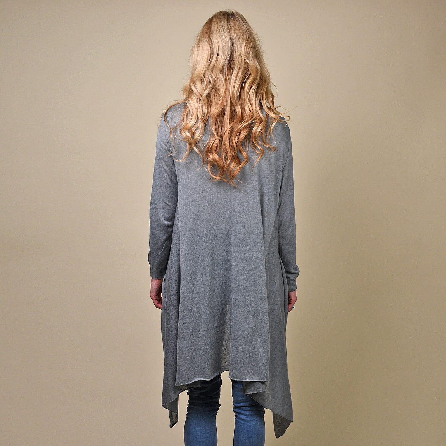 Marigold Lotus: 100% Cotton Knit Long Sleeve Waterfall Cardigan in Black