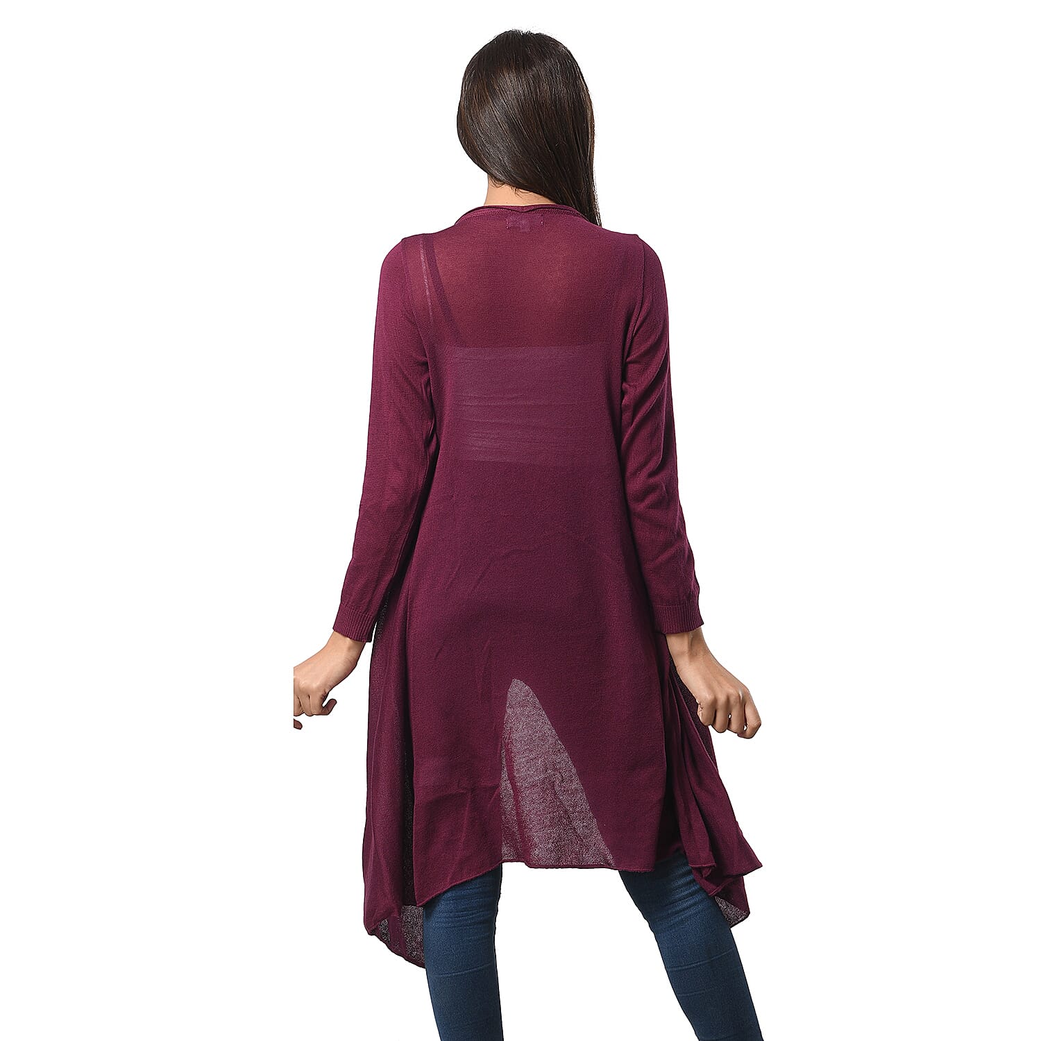 Marigold Lotus: 100% Cotton Knit Long Sleeve Waterfall Cardigan in Black