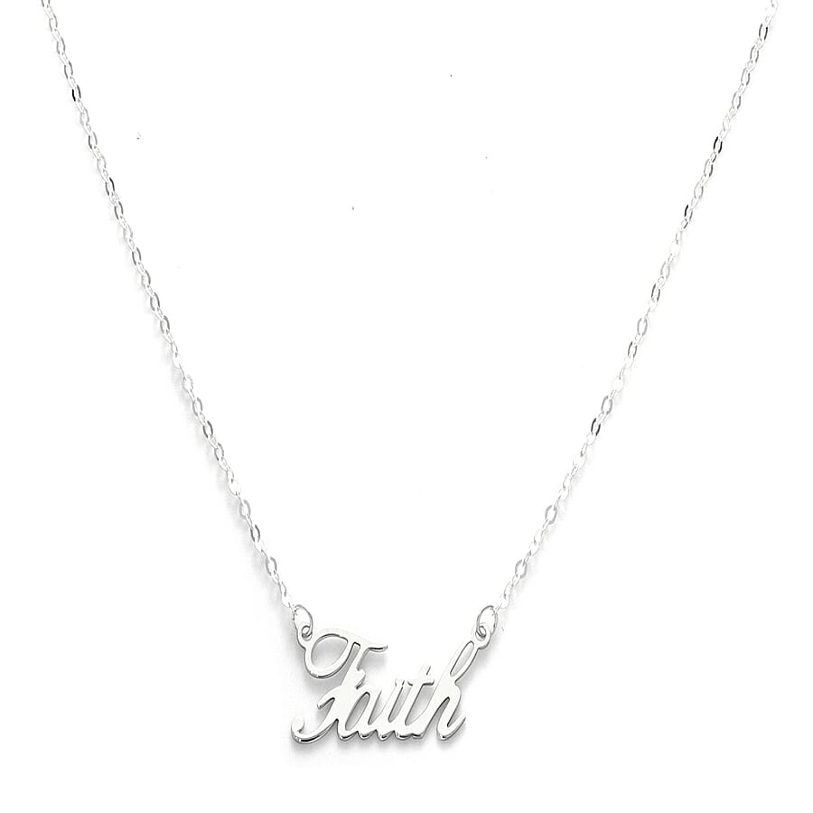 Viale Argento Sterling Silver FAITH Necklace (Size 18)