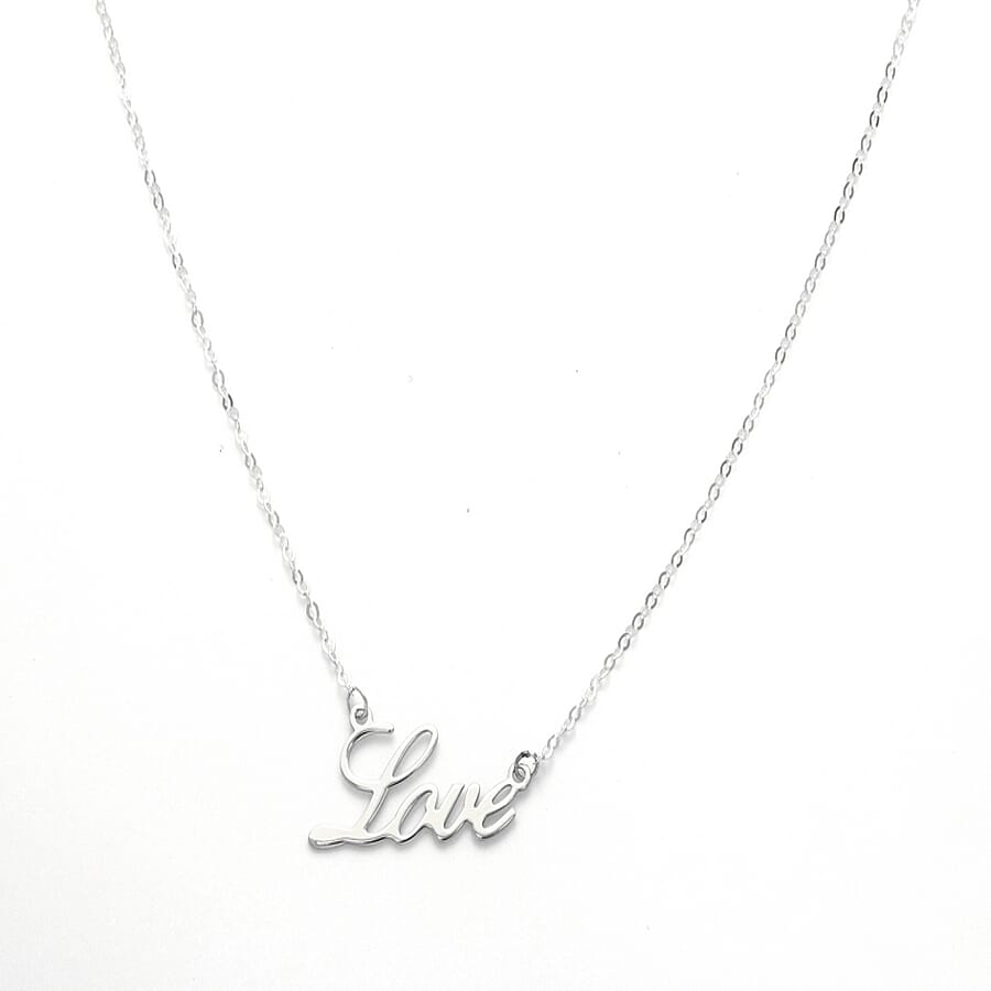 Viale Argento Sterling Silver LOVE Necklace (Size 18)