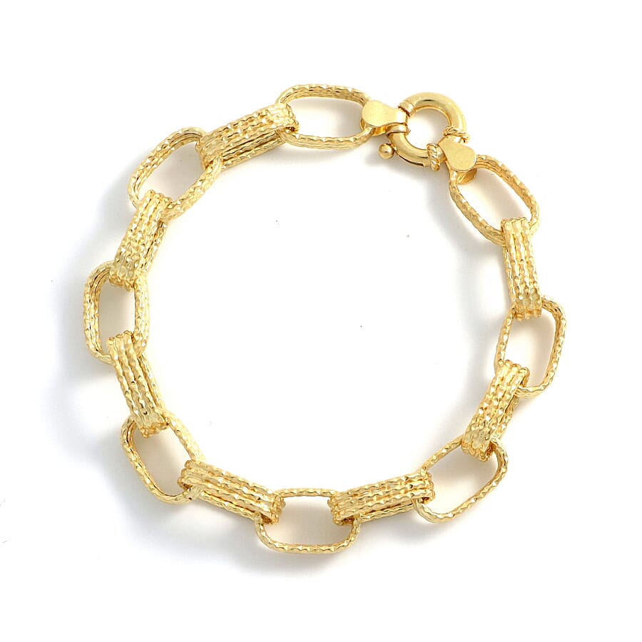 Viale Argento Yellow Gold Overlay Sterling Silver Link Bracelet (Size 7.5)