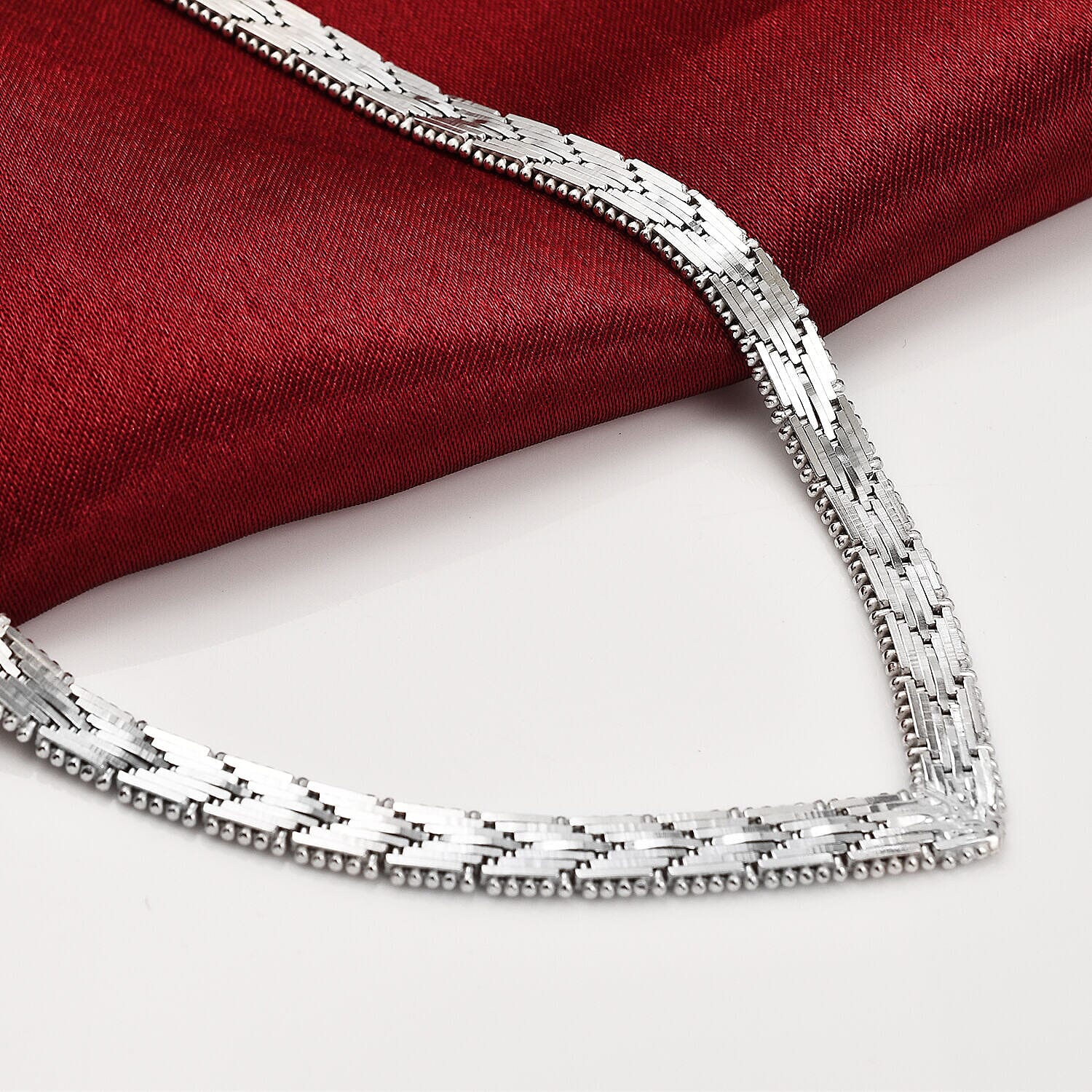 Viale Argento Rhodium Overlay Sterling Silver Riccio Necklace (Size 18), Silver Wt. 36.76 Gms