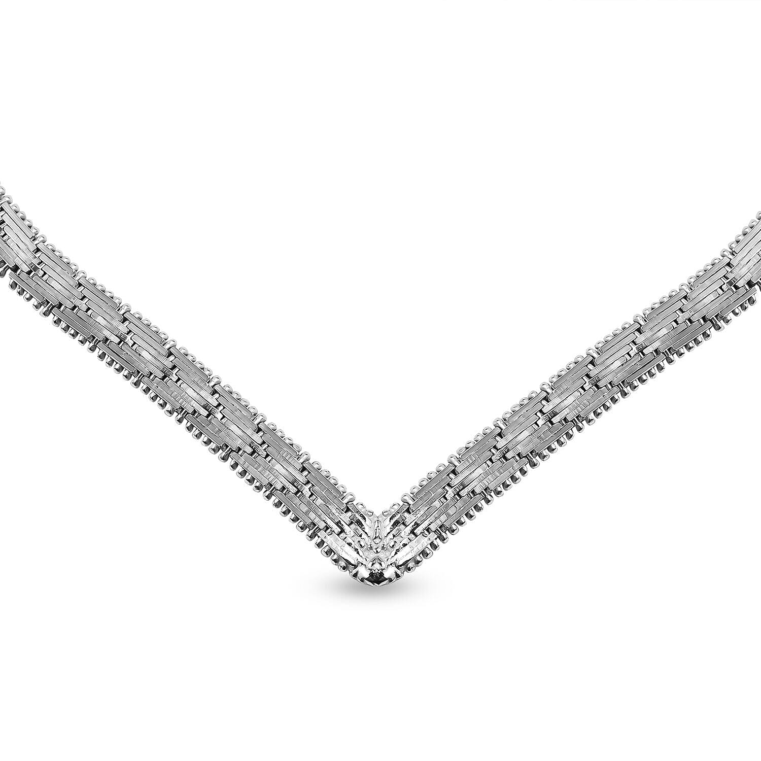 Viale Argento Rhodium Overlay Sterling Silver Riccio Necklace (Size 18), Silver Wt. 36.76 Gms