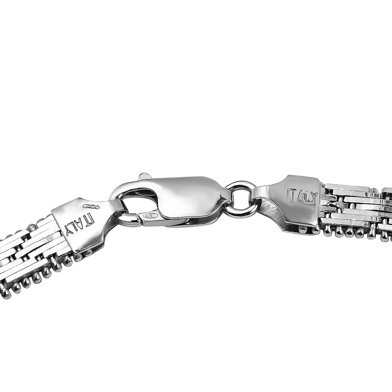 Viale Argento Rhodium Overlay Sterling Silver Riccio Necklace (Size 18), Silver Wt. 36.76 Gms