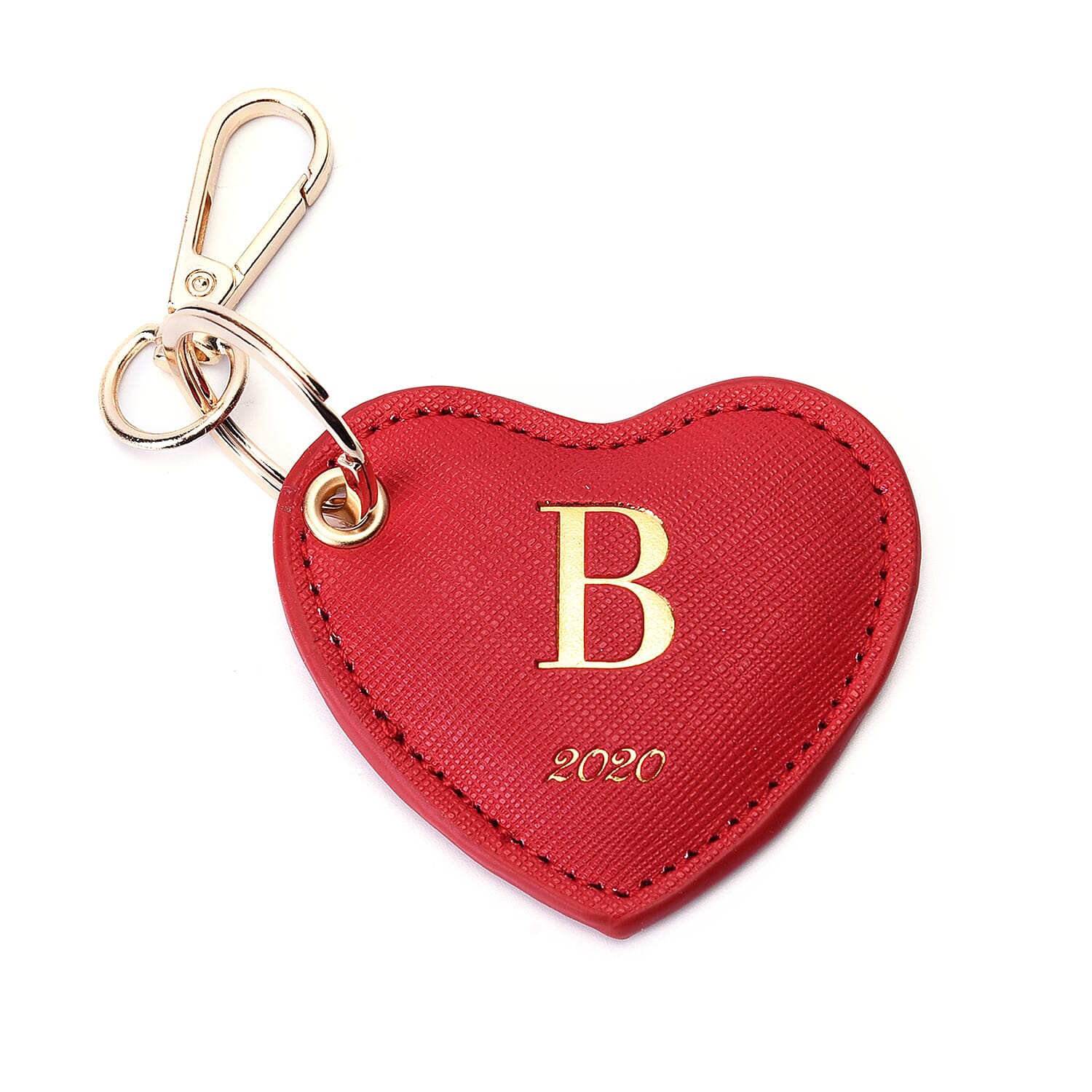 Christmas Edition 100% Genuine Leather Alphabet Red Heart Handbag Charm/Key Chain - B