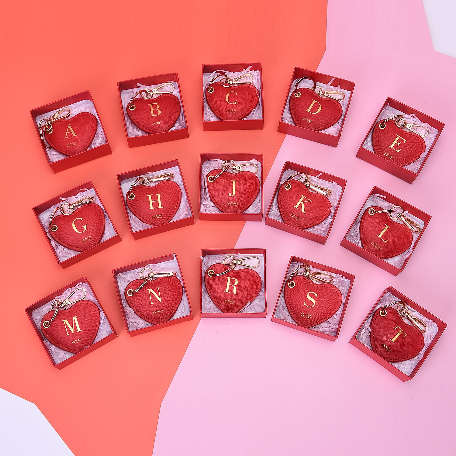 Christmas Edition 100% Genuine Leather Alphabet Red Heart Handbag Charm/Key Chain - B