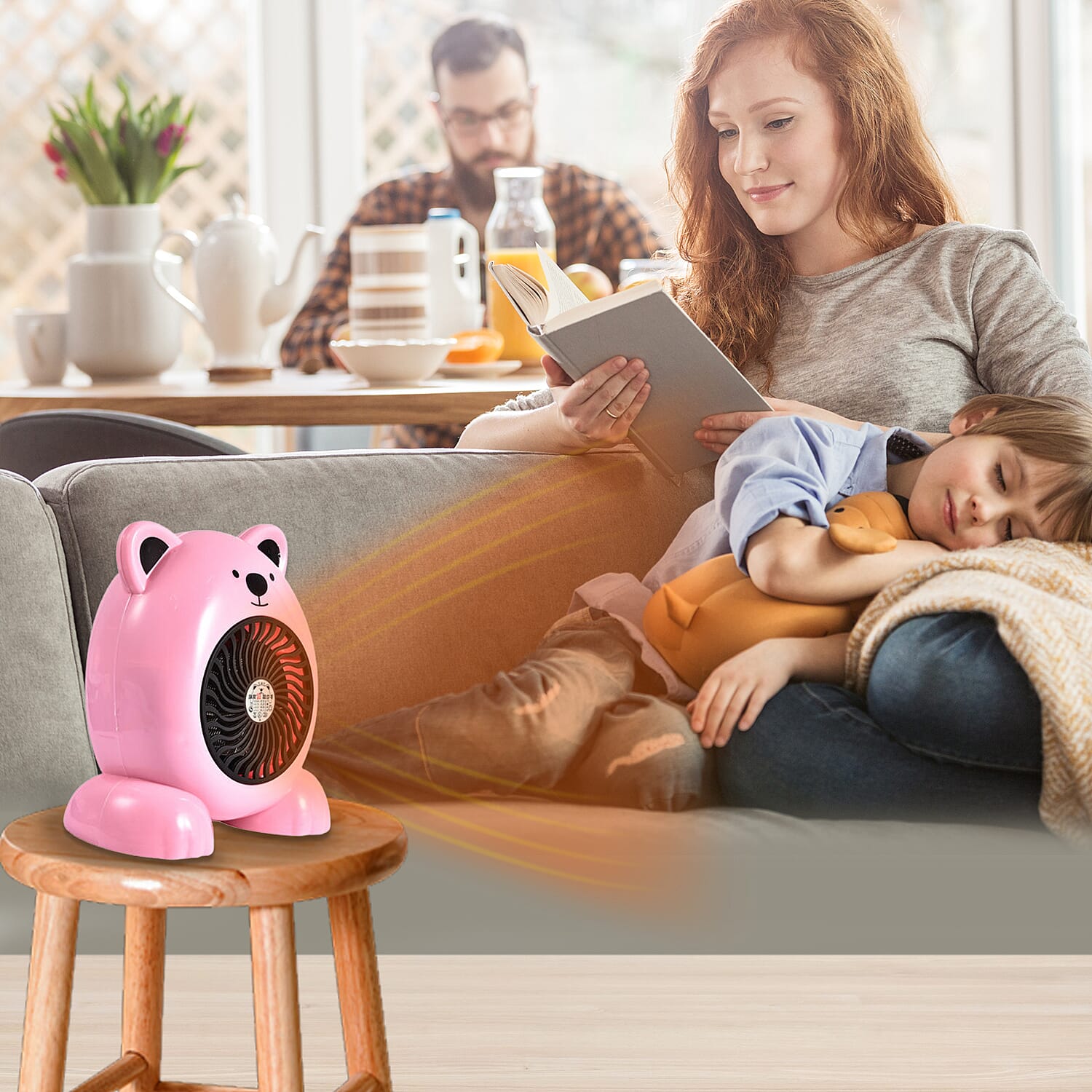 Cute Portable Pink Bear Heater Fan - 360W - 19cm High